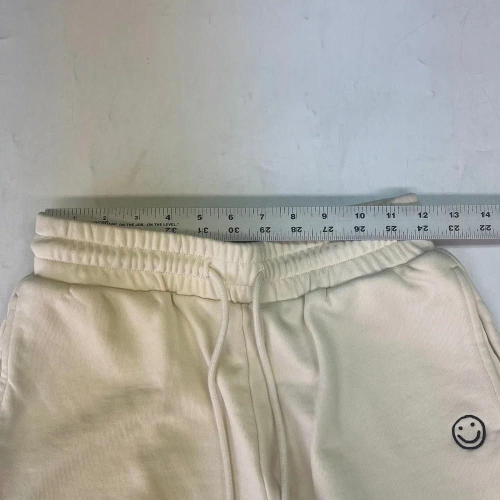 Things Between Cream Smiley Face Cotton Sweat Shorts TBP483 Womens‎ Small